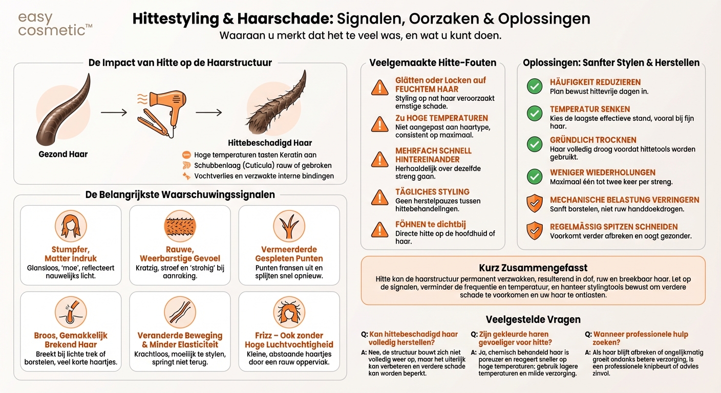 Hoe herken ik dat mijn haar al door hitte beschadigd is?
