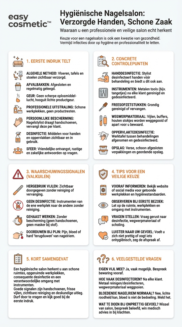 Hoe herken ik een hygiënische en professionele nagelsalon?
