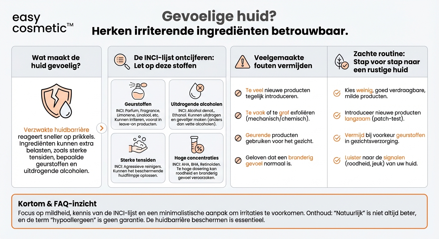 Hoe herken ik irriterende ingrediënten en wat moet ik vermijden bij een gevoelige huid?