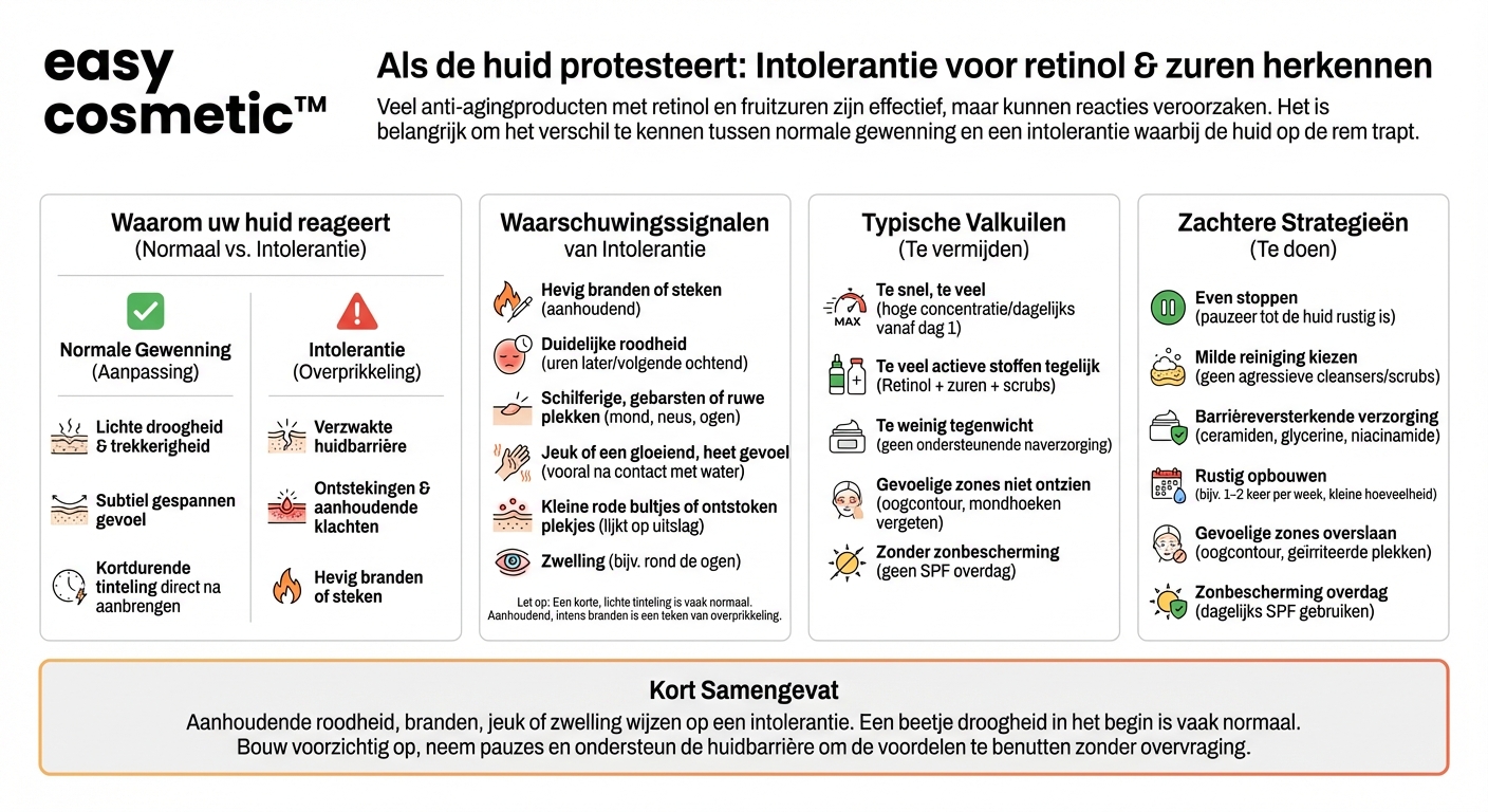 Hoe herken ik of mijn huid anti-agingwerkstoffen zoals retinol of zuren niet verdraagt?