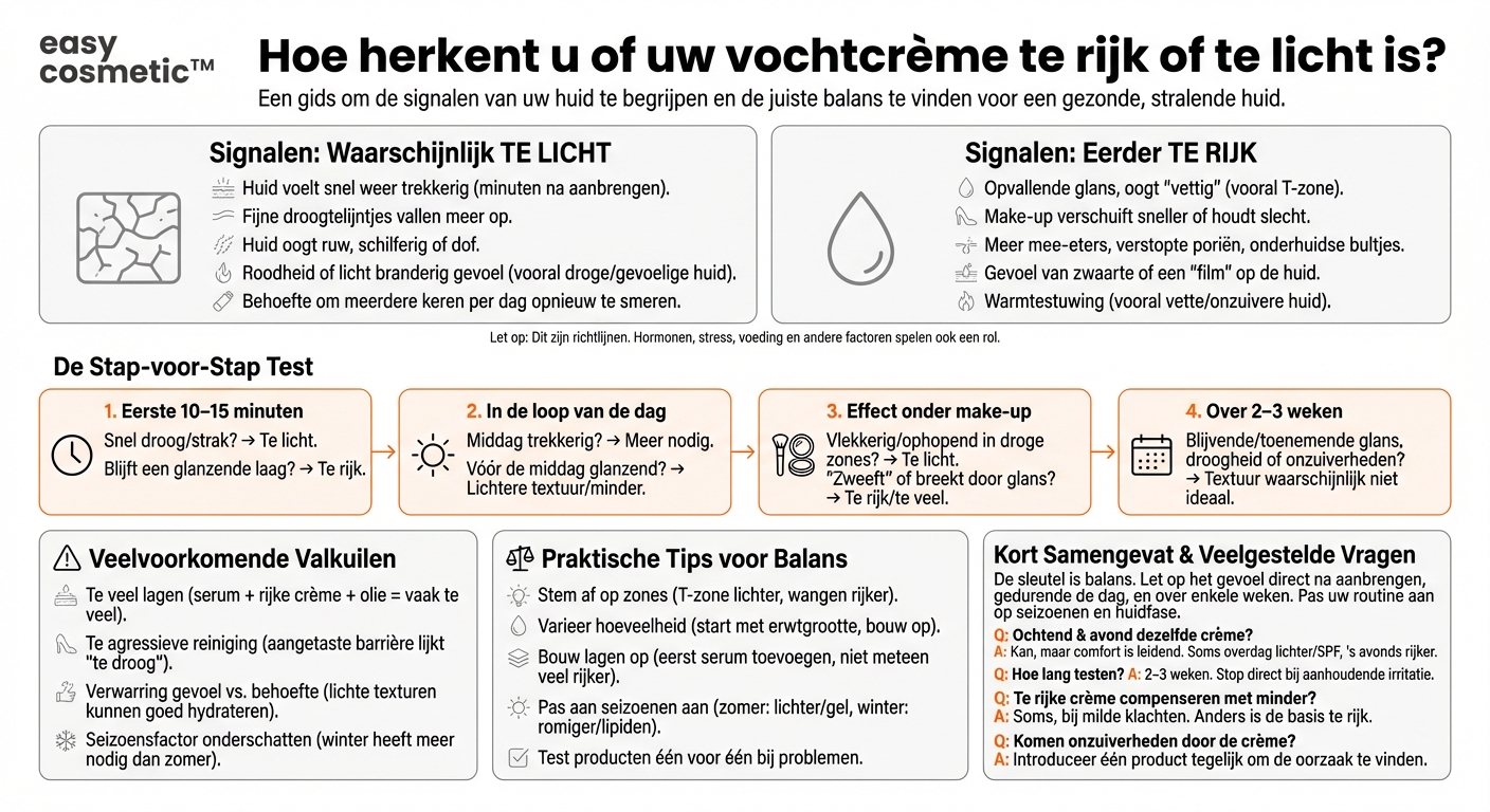 Hoe herken ik of mijn hydraterende verzorging te rijk of te licht is?