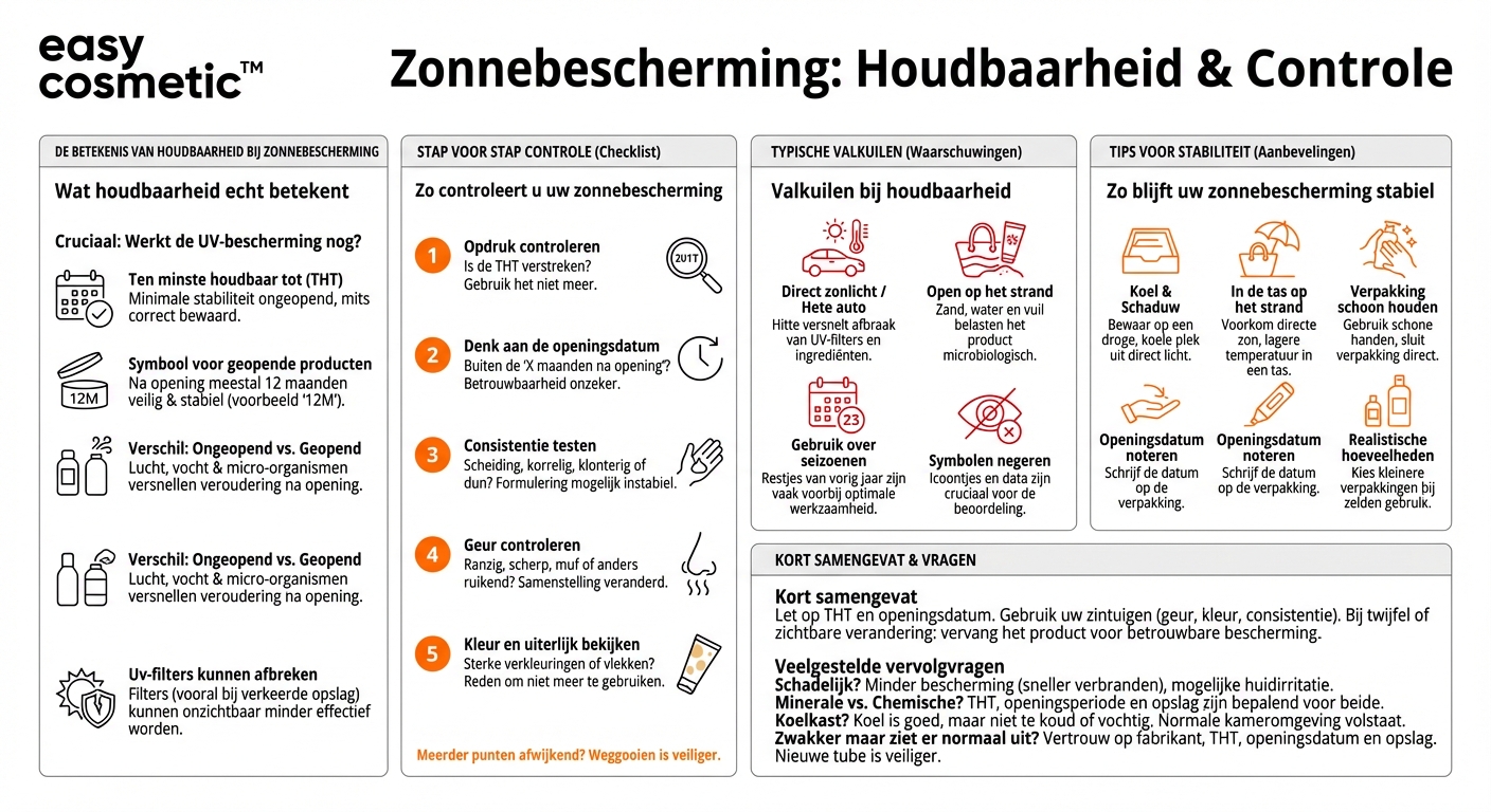 Hoe herken ik of mijn zonbescherming nog houdbaar is of al over de datum is?