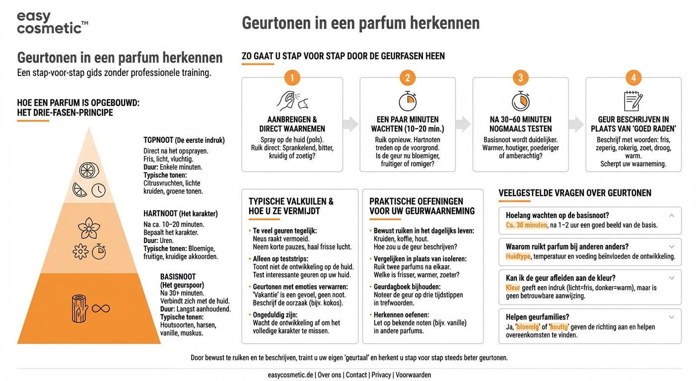 Hoe herken ik welke geurtonen in een parfum zitten?