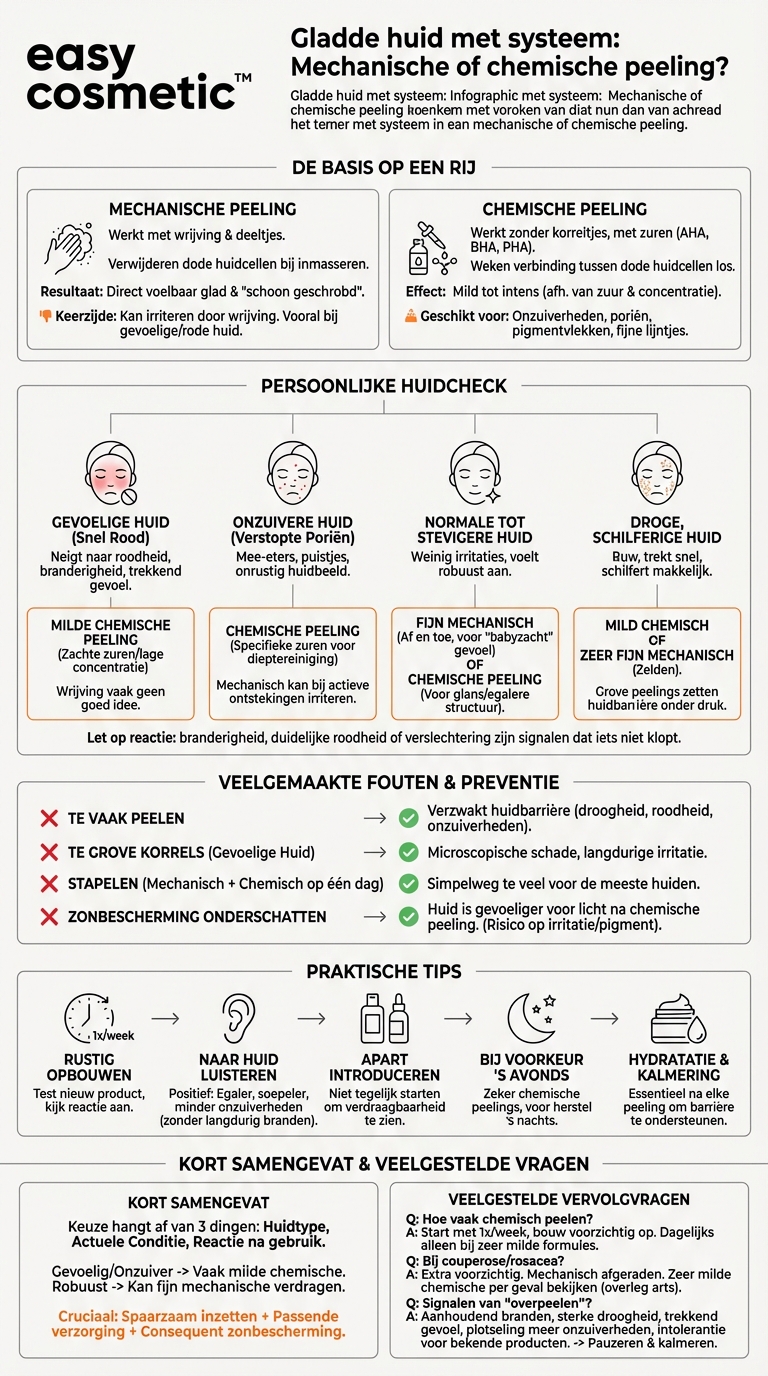 Hoe herken je of jouw huid meer profijt heeft van mechanische of van chemische peelings?