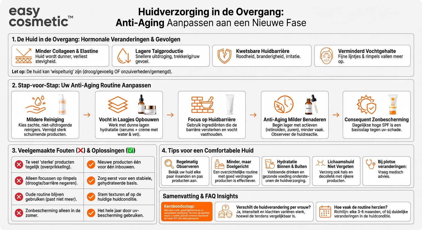 Hoe kan anti-agingverzorging worden aangepast aan de veranderende behoeften van de huid in de overgang?