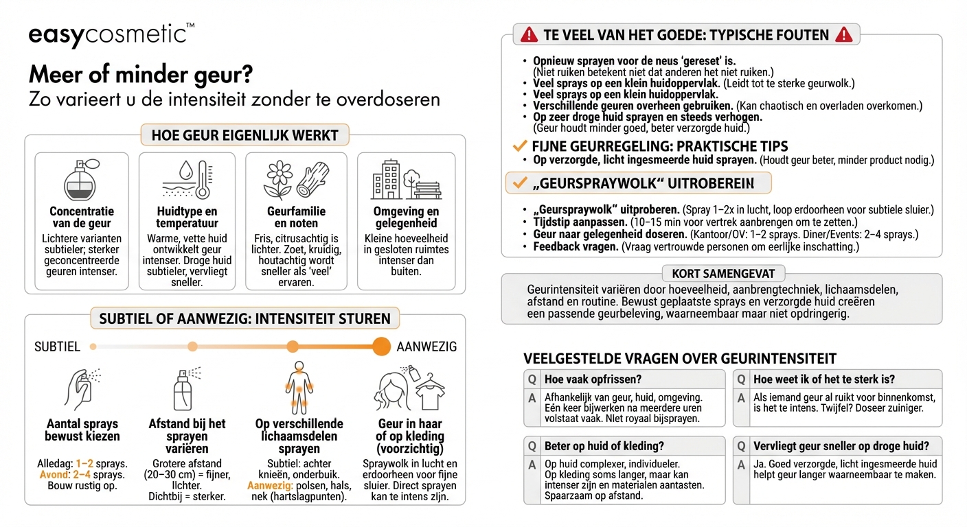 Hoe kan ik de geurintensiteit variëren zonder te veel te gebruiken?