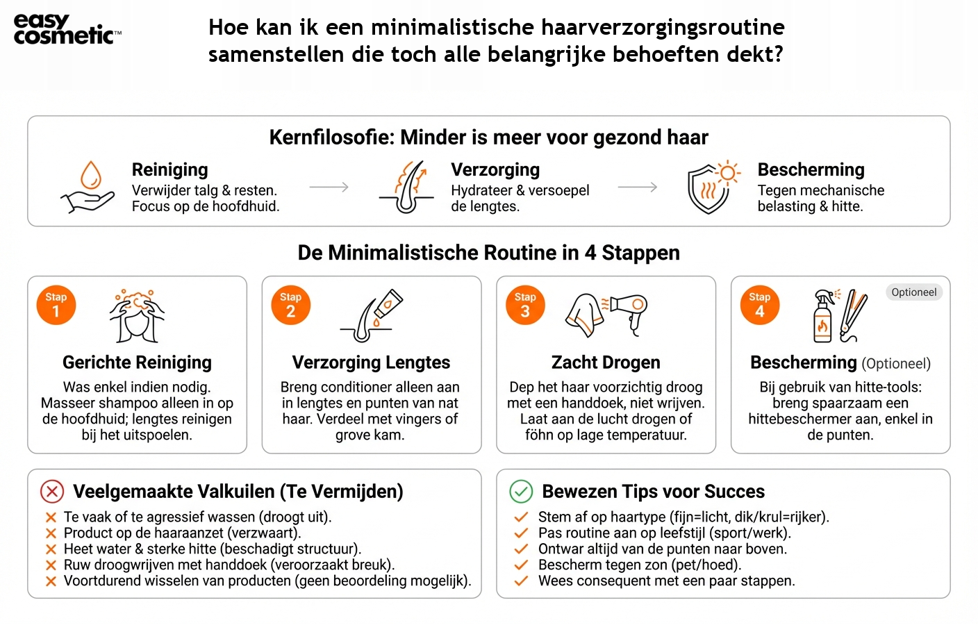 Hoe kan ik een minimalistische haarverzorgingsroutine samenstellen die toch alle belangrijke behoeften dekt?