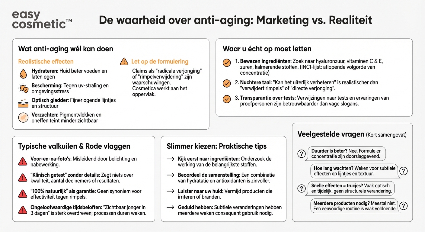 Hoe kan ik herkennen of een anti-agingproduct vooral marketingbelofte is of daadwerkelijk een onderbouwd effect heeft?