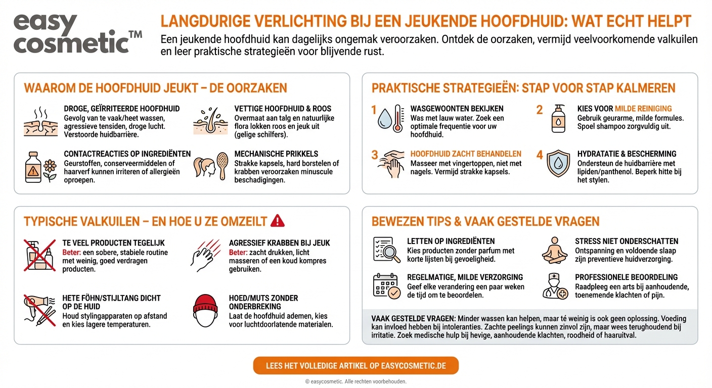 Hoe kan ik jeuk op de hoofdhuid op de lange termijn verminderen?