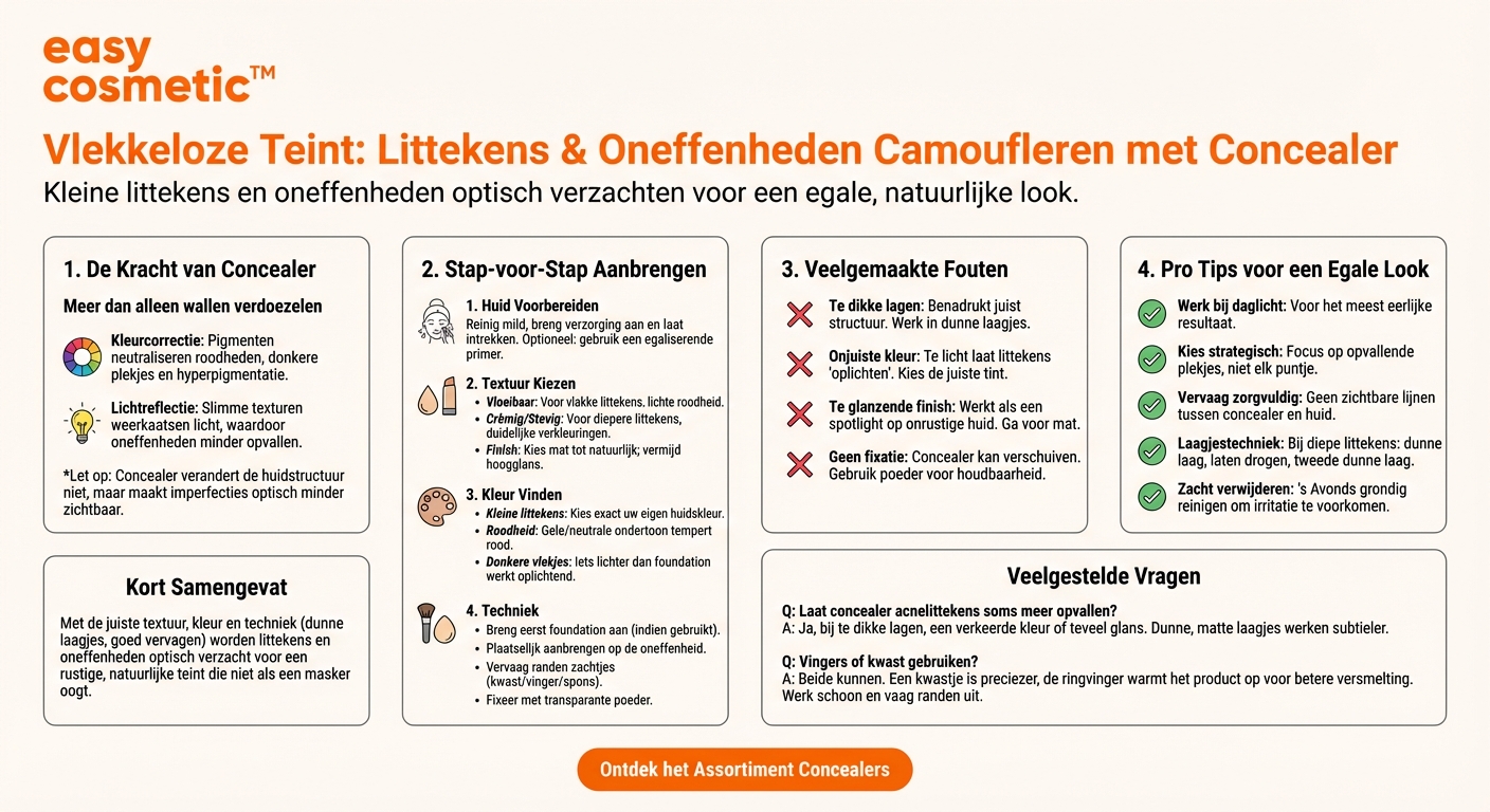 Hoe kan ik met concealer kleine littekens of oneffenheden in het gezicht optisch egaliseren?