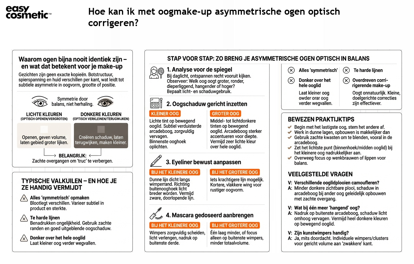 Hoe kan ik met oogmake-up asymmetrische ogen optisch corrigeren?