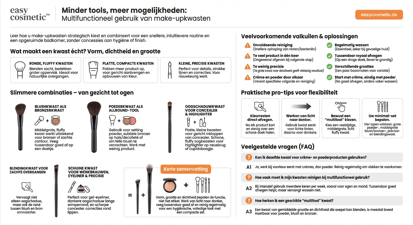 Hoe kan ik mijn bestaande kwasten multifunctioneel gebruiken, zodat ik niet zoveel verschillende tools nodig heb?