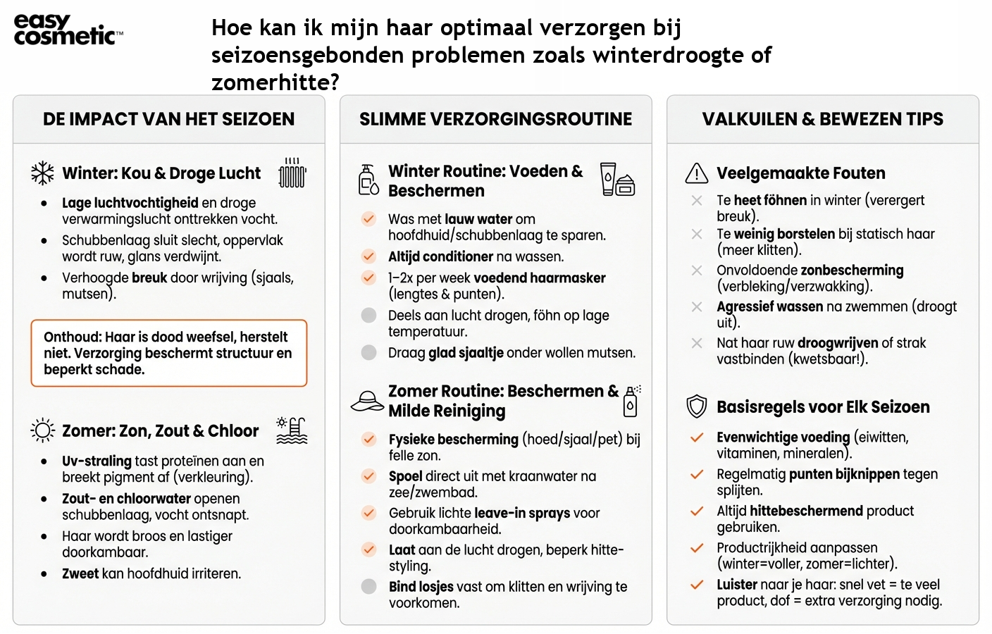 Hoe kan ik mijn haar optimaal verzorgen bij seizoensgebonden problemen zoals winterdroogte of zomerhitte?