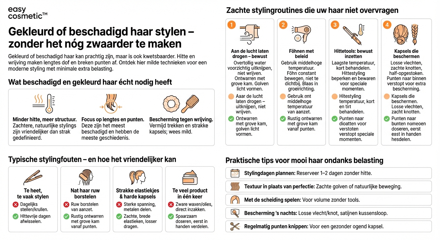 Hoe kan ik mijn haar stylen als het al gekleurd of beschadigd is?