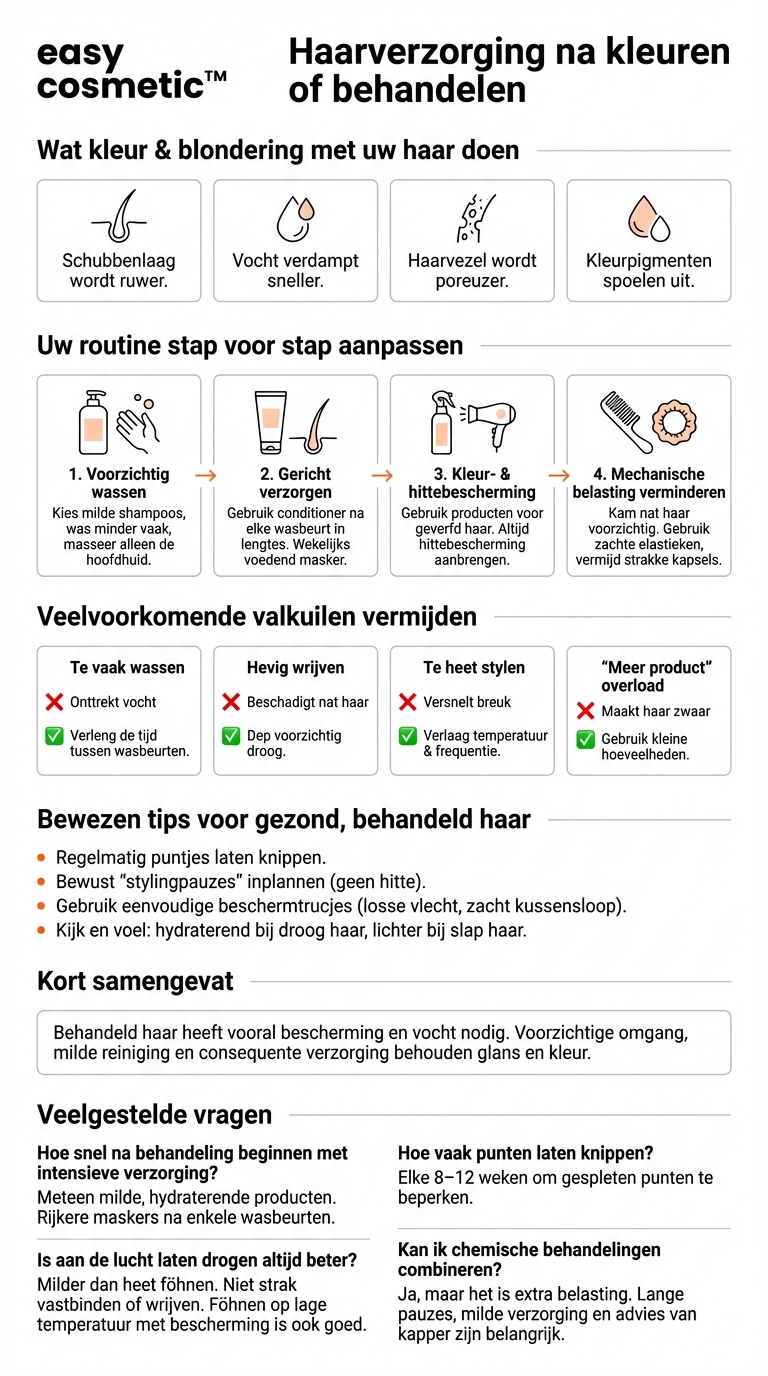 Hoe kan ik mijn haarverzorging in de basis aanpassen aan gekleurd of chemisch behandeld haar?