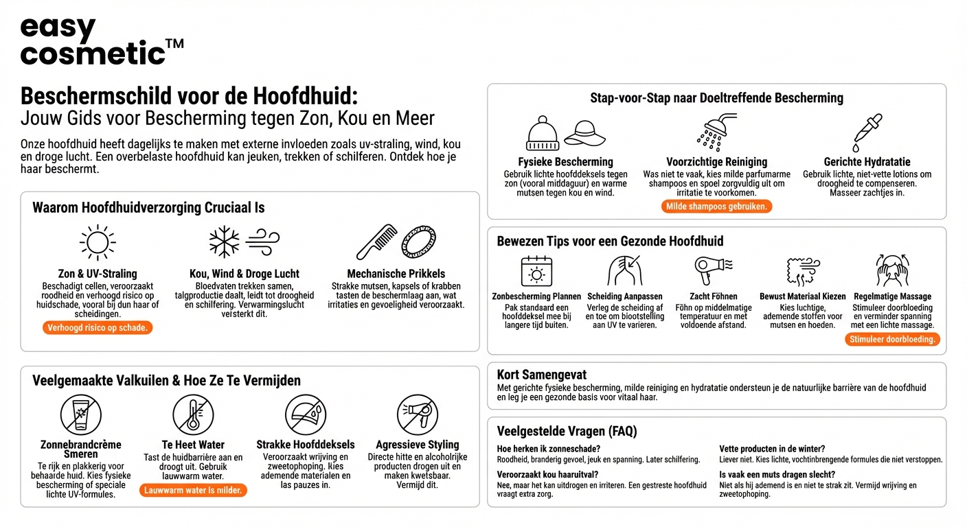 Hoe kan ik mijn hoofdhuid beschermen tegen externe invloeden zoals zon of kou?