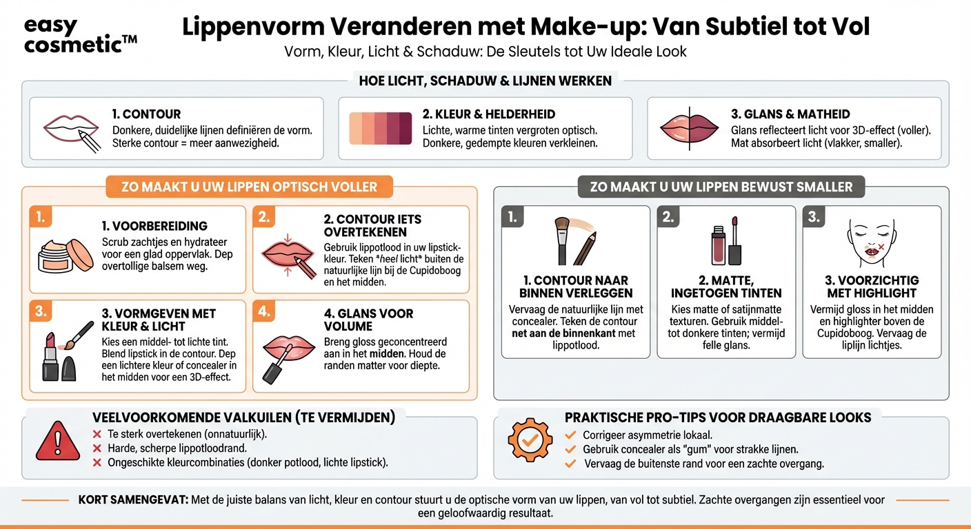 Hoe kan ik mijn lippen met make-up optisch voller of smaller laten lijken?