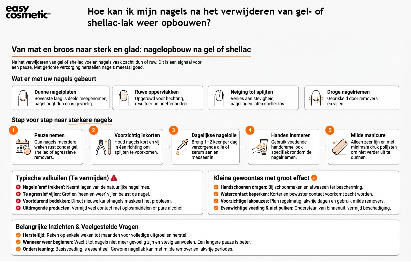 Hoe kan ik mijn nagels na het verwijderen van gel- of shellac-lak weer opbouwen?