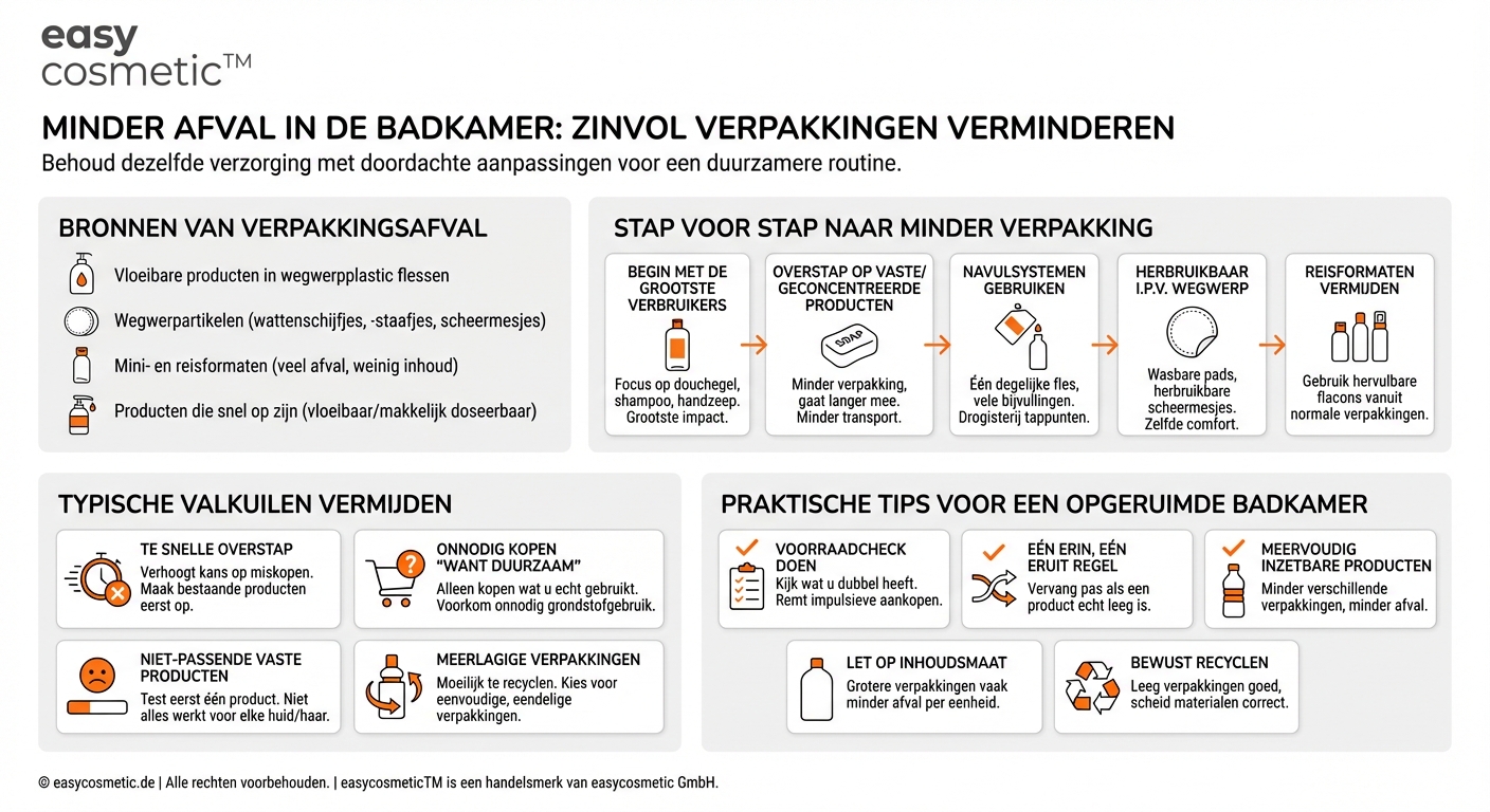 Hoe kan ik mijn verbruik van verpakkingen in de badkamer verminderen zonder af te zien van verzorgingsproducten?