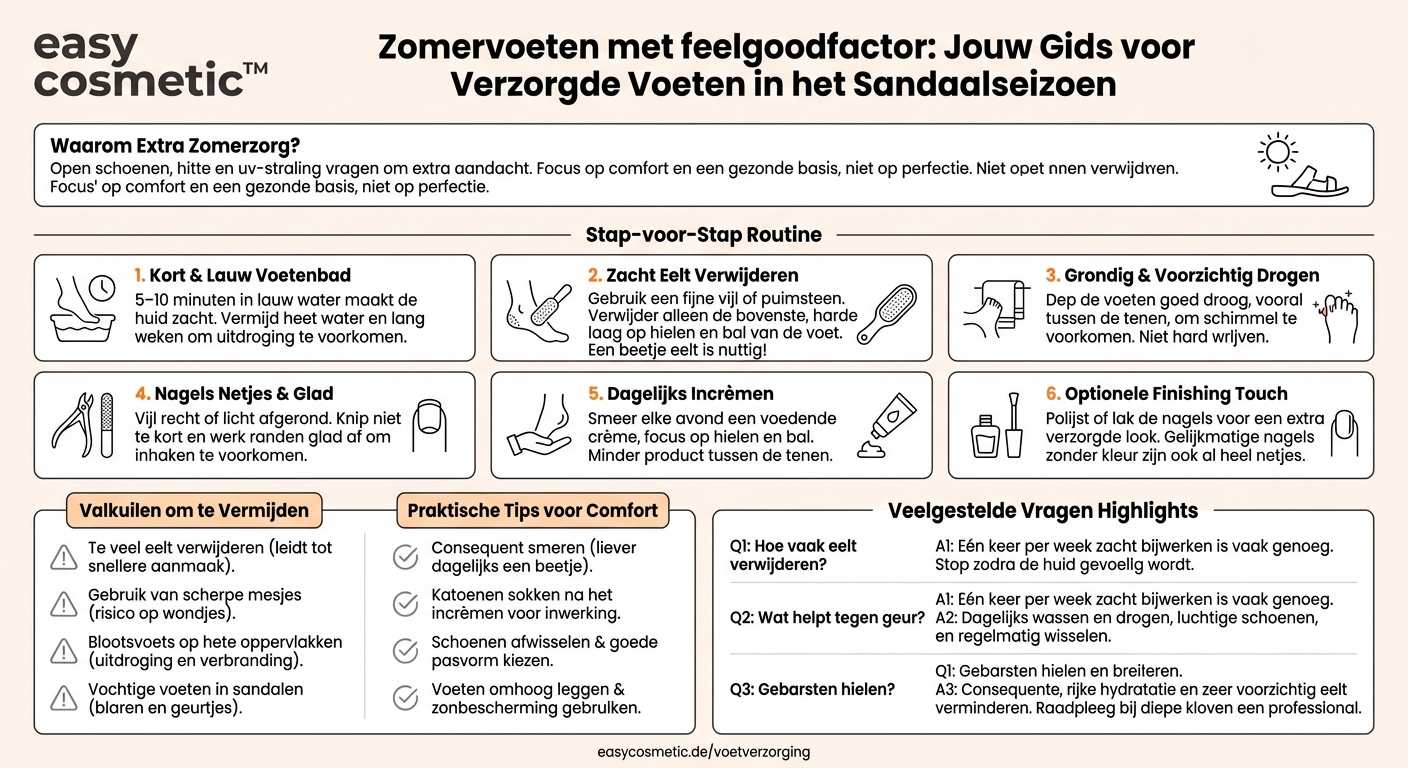 Hoe kan ik mijn voeten er in de zomer, als ik dagelijks sandalen draag, mooi en verzorgd uit laten zien?