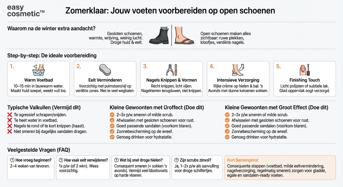 Hoe kan ik mijn voeten voorbereiden op het dragen van open schoenen of sandalen?