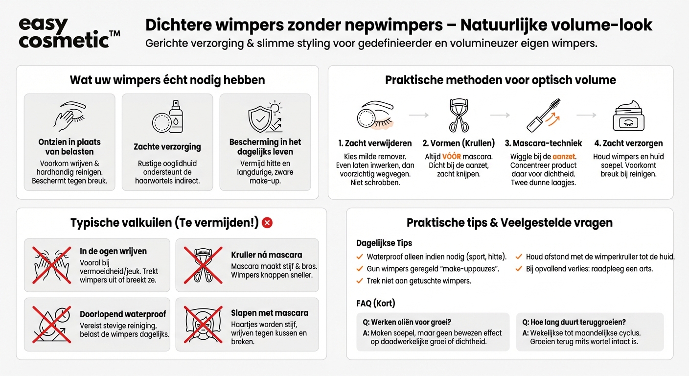 Hoe kan ik mijn wimpers voller en dichter laten lijken zonder kunstwimpers?
