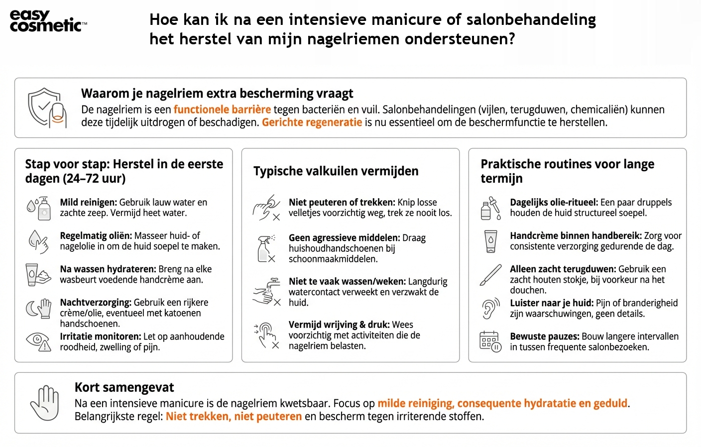 Hoe kan ik na een intensieve manicure of salonbehandeling het herstel van mijn nagelriemen ondersteunen?