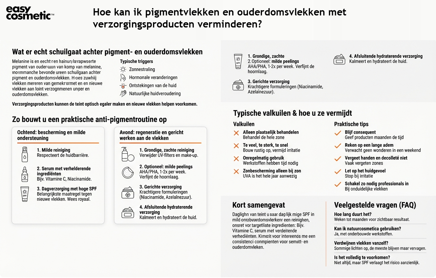 Hoe kan ik pigmentvlekken en ouderdomsvlekken met verzorgingsproducten verminderen?