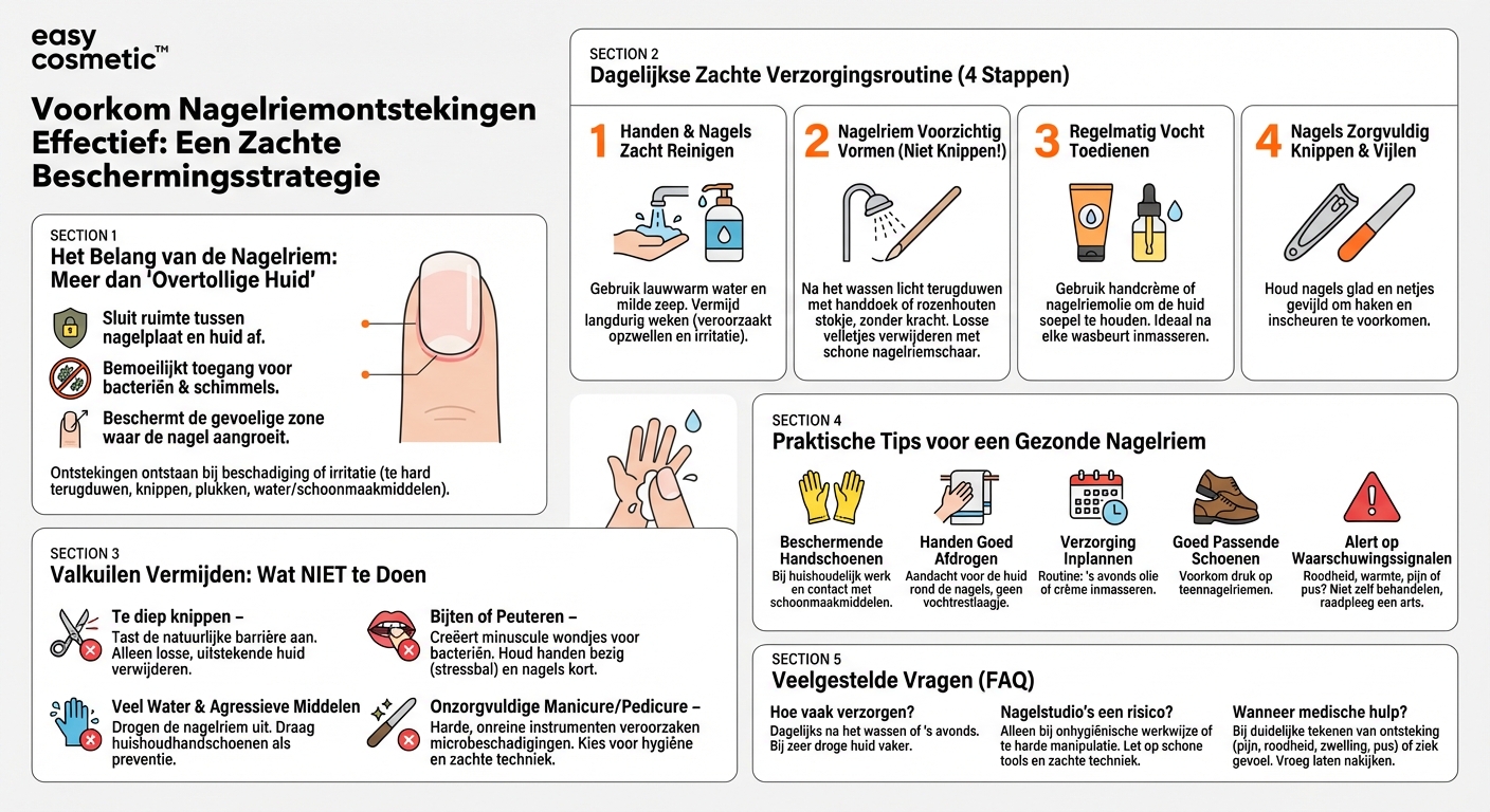 Hoe kan ik problemen met de nagelriemen, zoals nagelriemontstekingen, voorkomen?