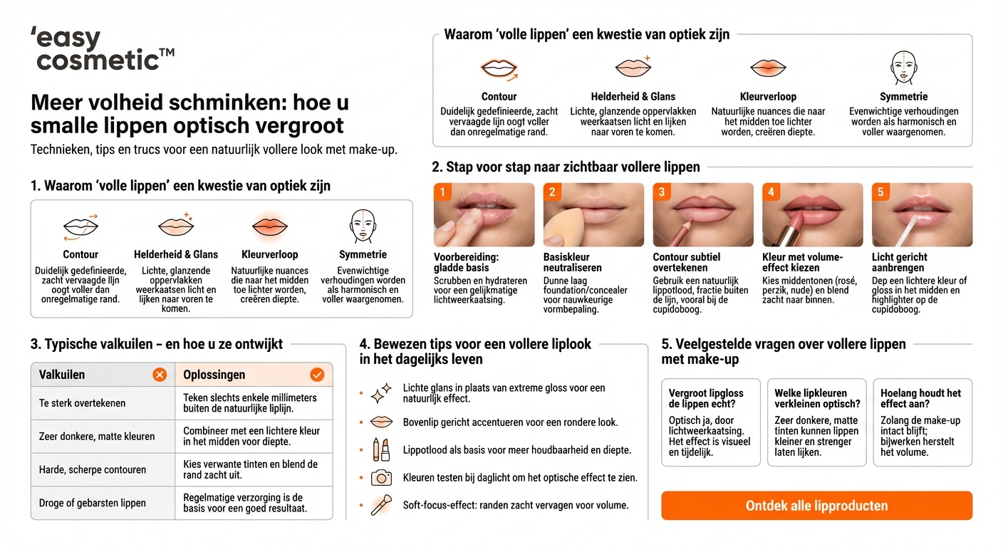Hoe kan ik smalle lippen met make-up optisch vergroten?