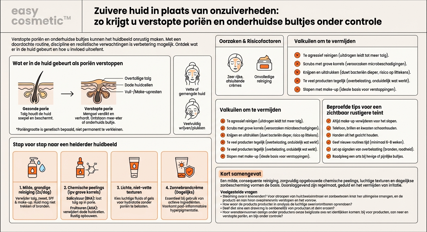 Hoe kan ik verstopte poriën en onderhuidse onzuiverheden onder controle krijgen?