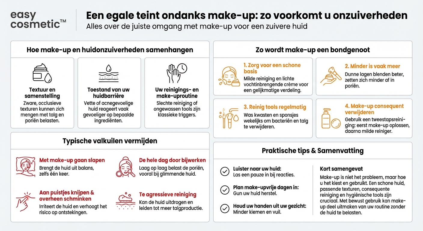 Hoe kan ik voorkomen dat make-up onzuiverheden of puistjes veroorzaakt?