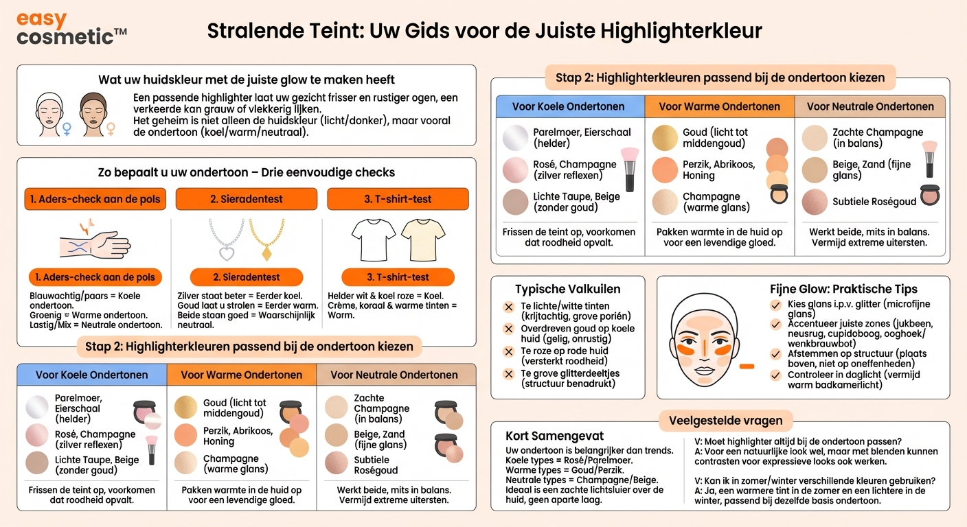 Hoe kies ik de juiste highlighter-kleur voor een koele, warme of neutrale ondertoon?