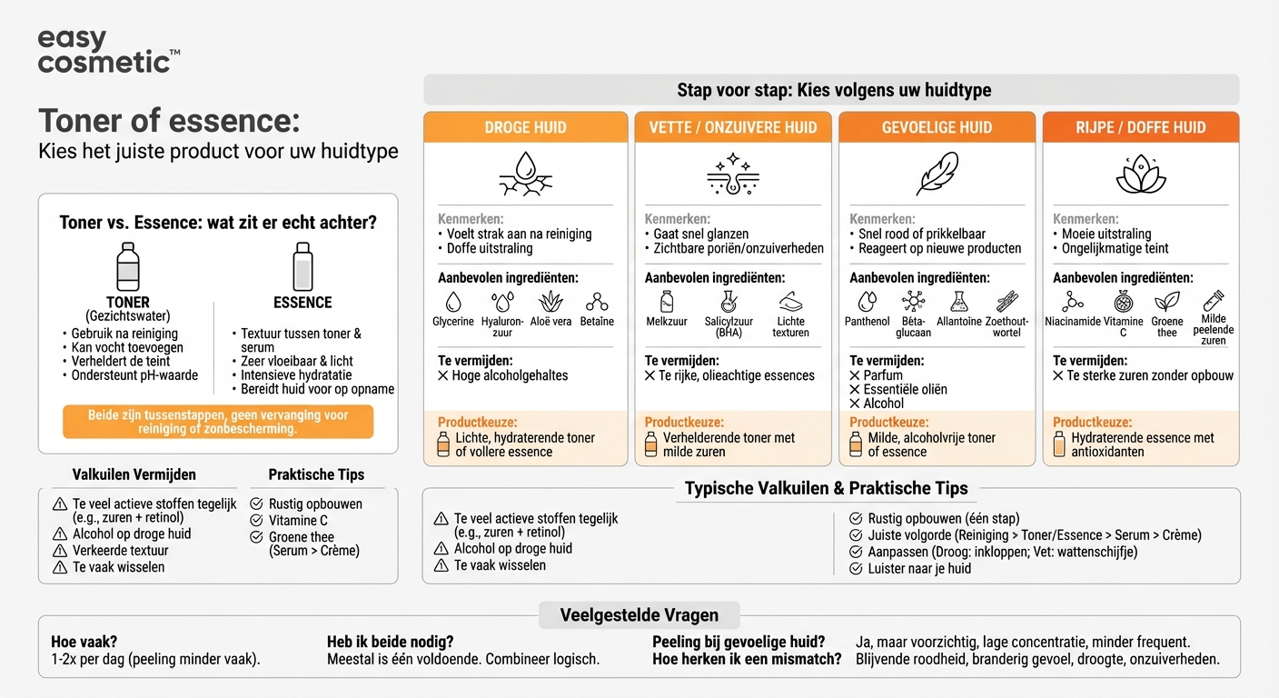 Hoe kies ik een geschikte toner of essence voor mijn huidtype?