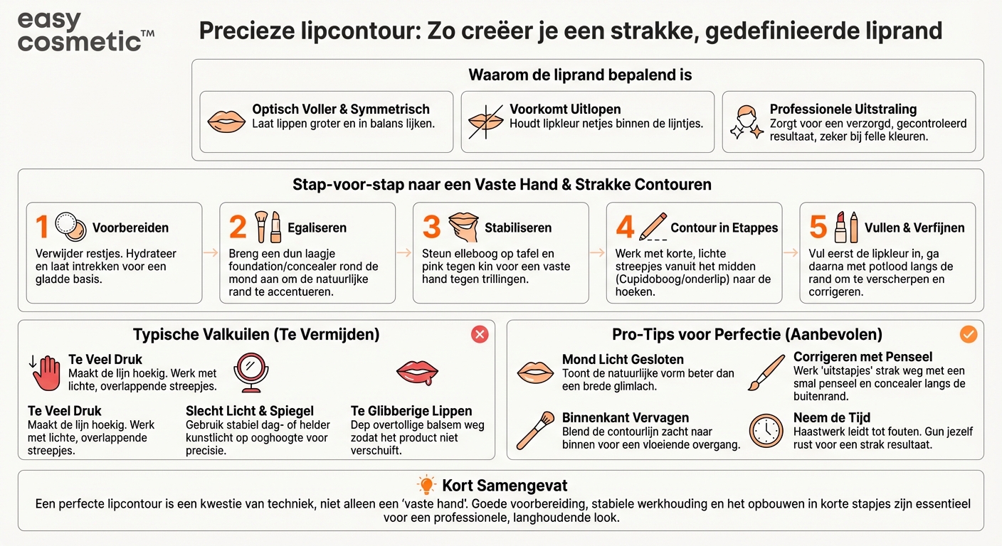 Hoe krijg ik een strakke, gedefinieerde liprand zonder te bibberen?