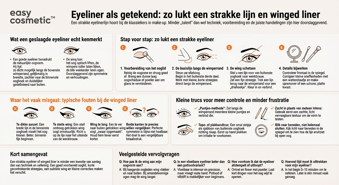 Hoe krijg je een strakke eyelinerlijn of winged liner?