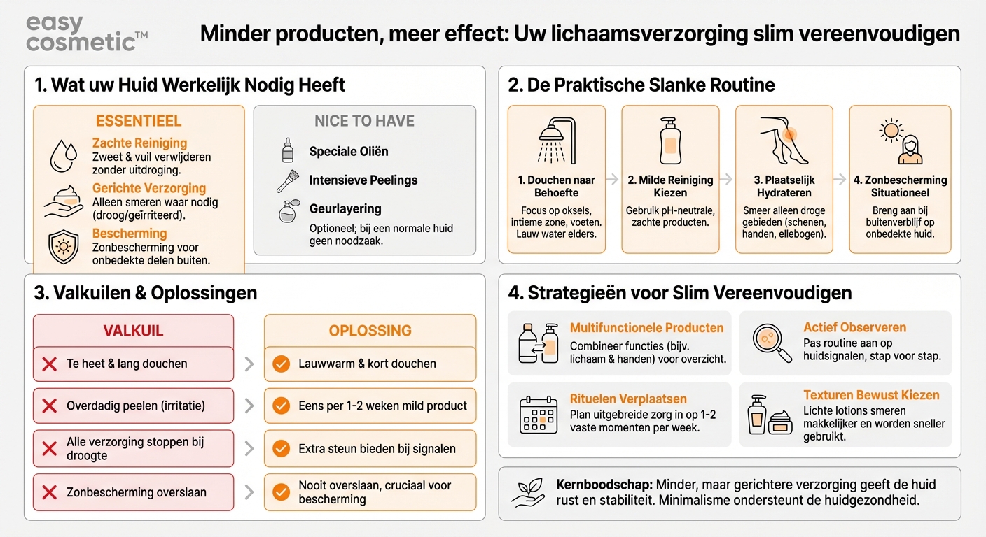 Hoe kun je dagelijkse lichaamsverzorging verminderen zonder in te leveren op een gezonde huid?