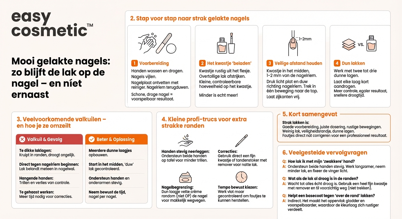 Hoe lak ik mijn nagels zonder over de nagelrand heen te gaan?