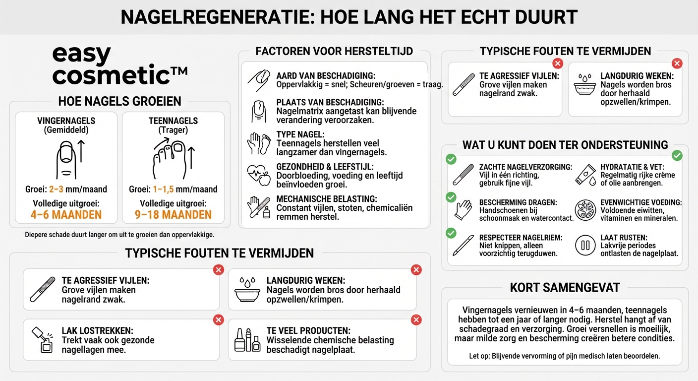 Hoe lang duurt het voordat beschadigde nagels volledig hersteld zijn?