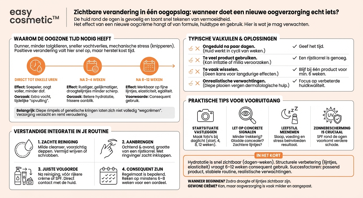 Hoe lang duurt het voordat je resultaten van een nieuwe oogverzorging ziet?