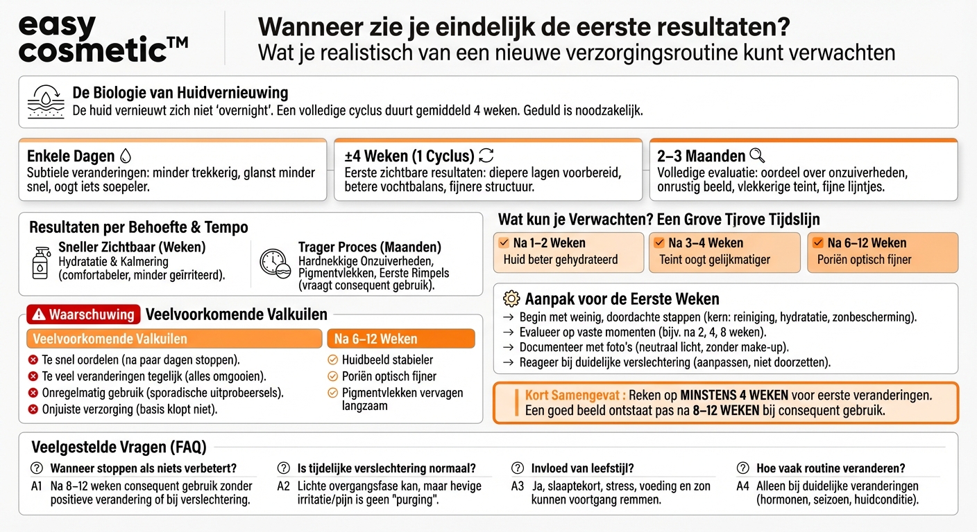 Hoe lang duurt het voordat je resultaten van een nieuwe verzorgingsroutine ziet?