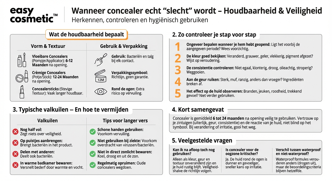 Hoe lang is een concealer houdbaar en waaraan merk ik dat ik hem beter kan weggooien?
