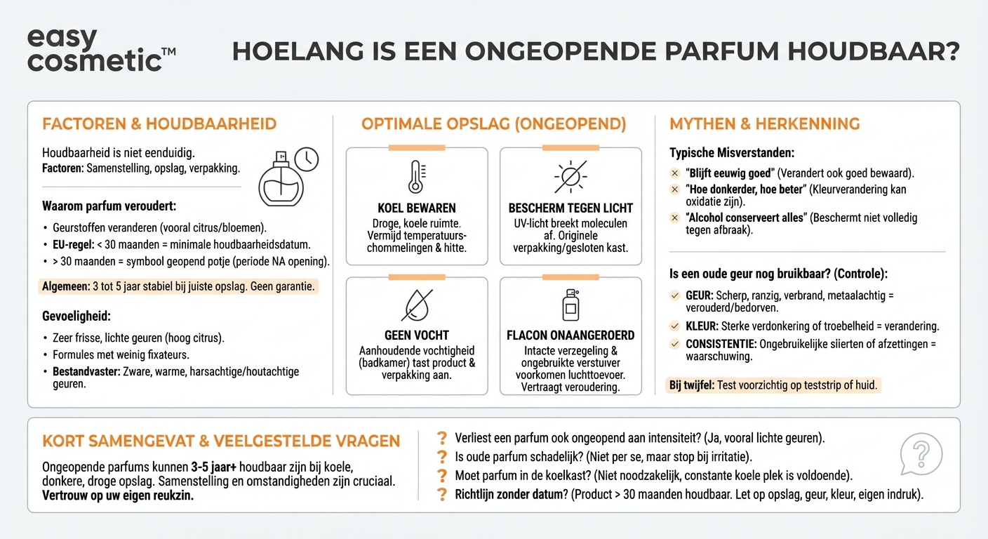 Hoe lang is een ongeopend parfum houdbaar?