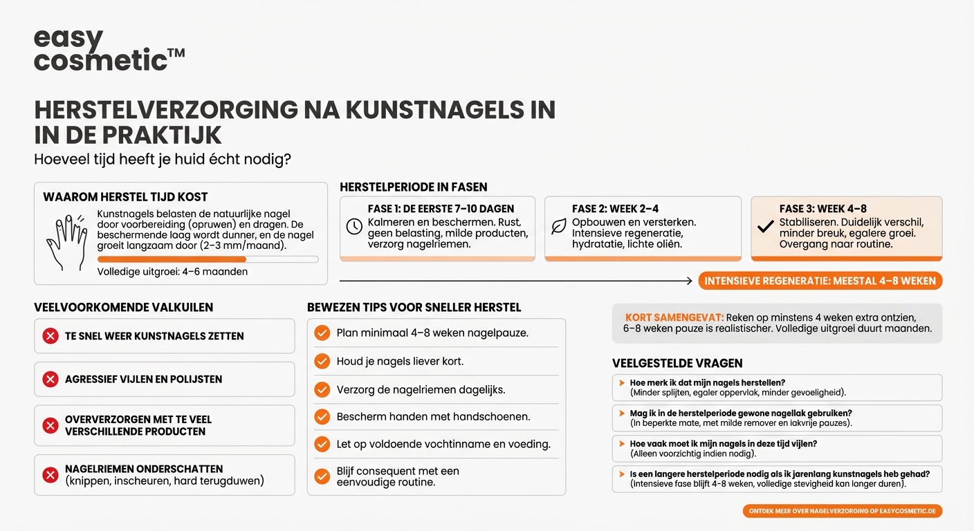 Hoe lang moet een intensieve regenererende verzorging na kunstnagels duren?