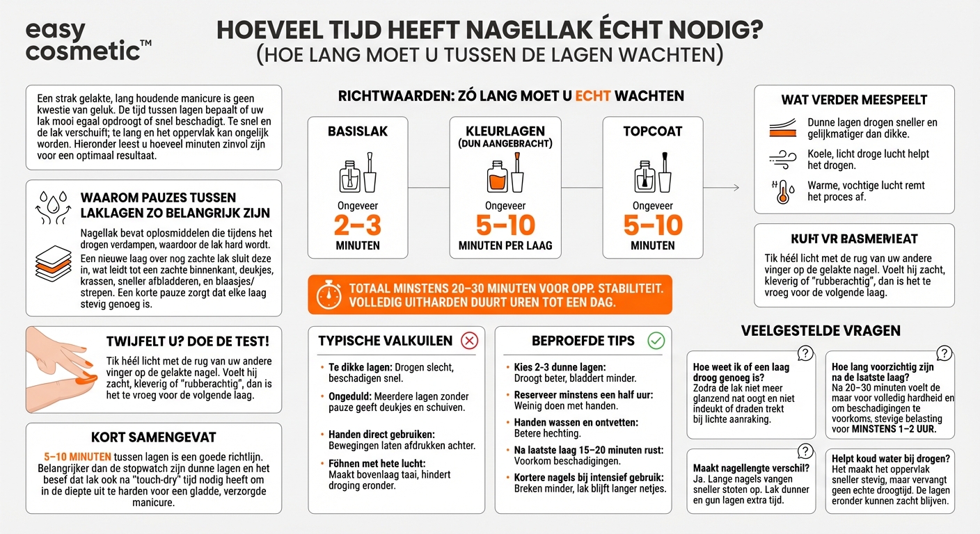 Hoe lang moet ik wachten tussen de afzonderlijke nagellaklagen?
