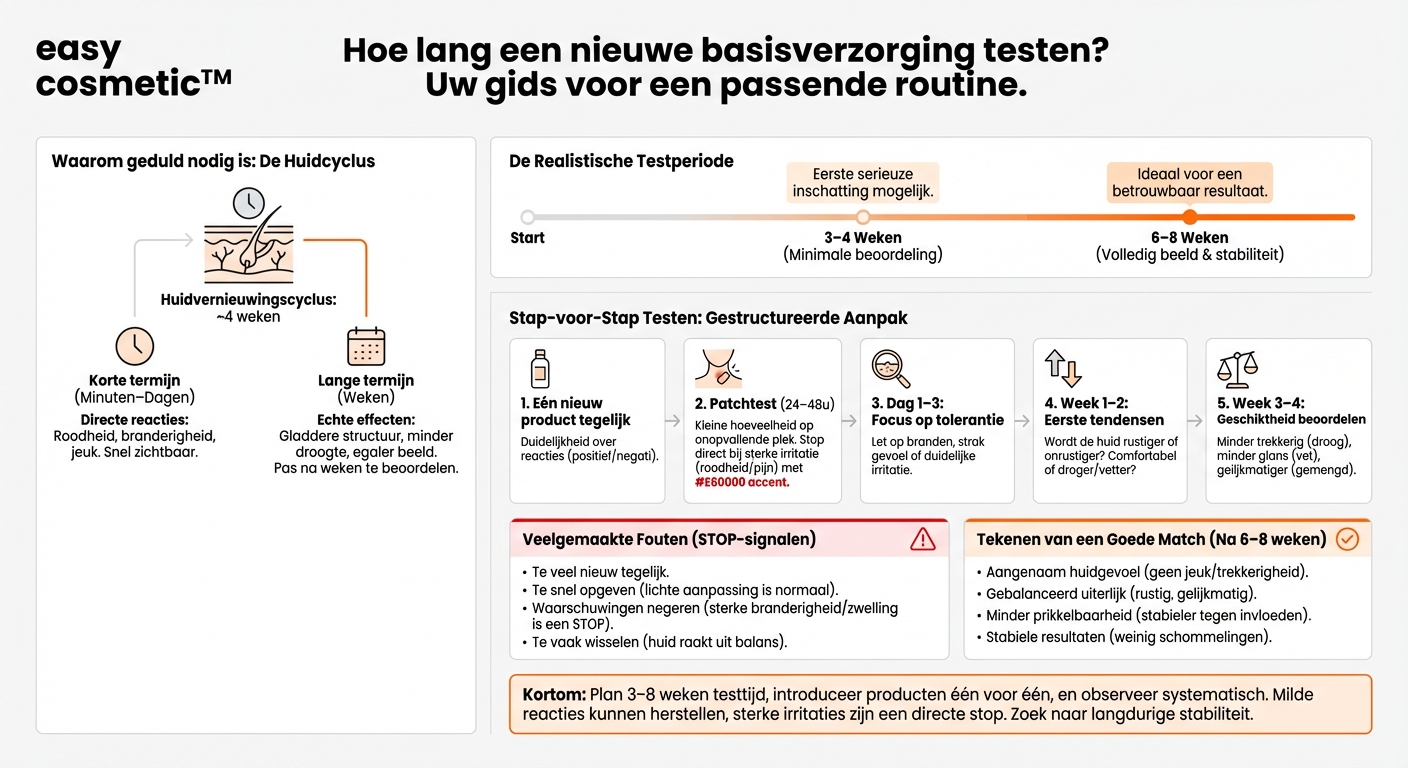 Hoe lang moet je een nieuwe basisverzorging testen om te kunnen beoordelen of deze bij je eigen huidtype past?