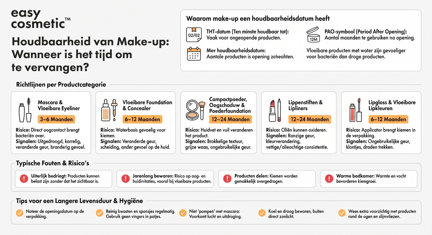 Hoe lang zijn mascara, foundation, lippenstift en co. houdbaar?