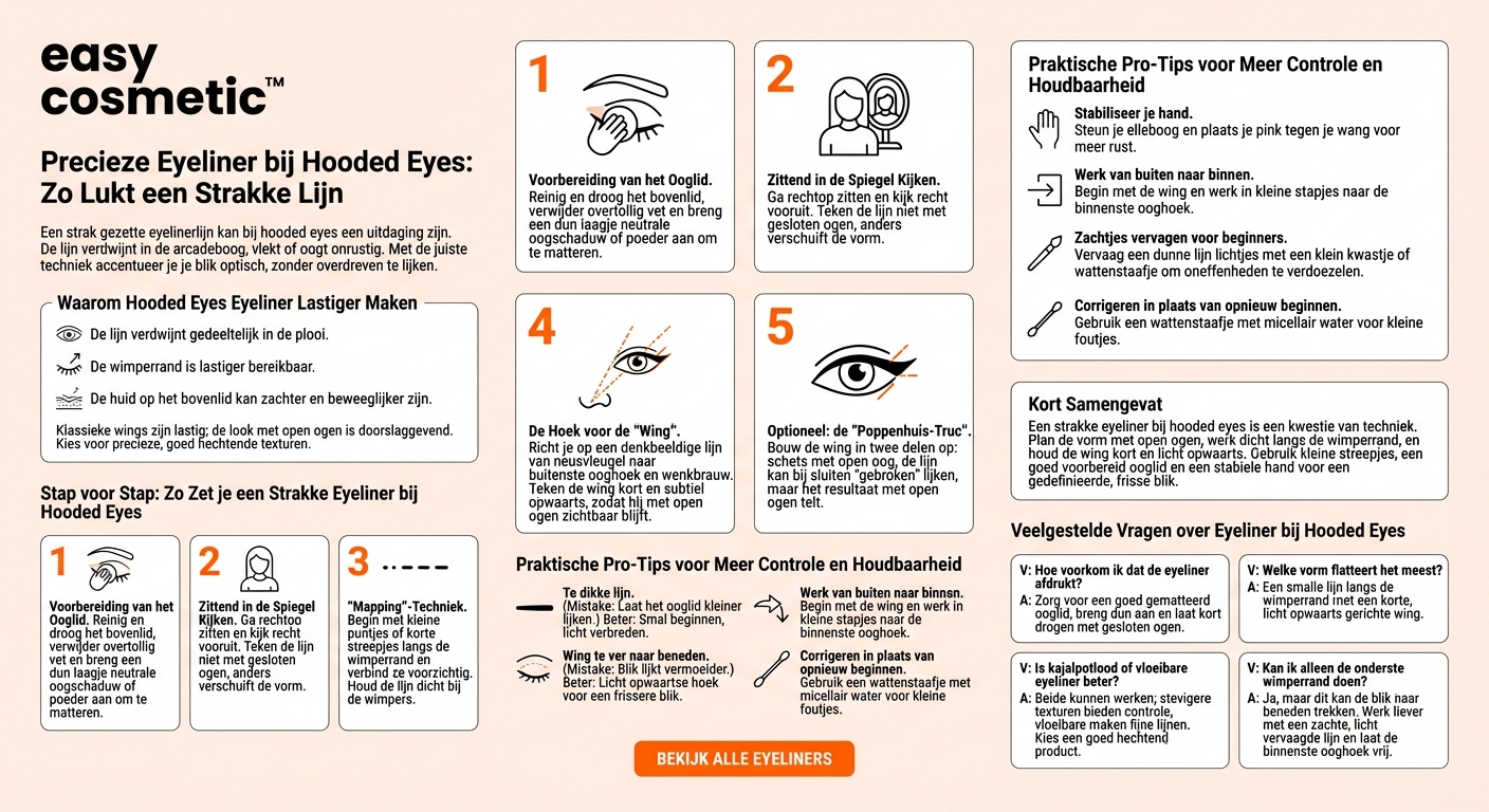 Hoe lukt een strakke eyelinerlijn, ook bij hangende oogleden?