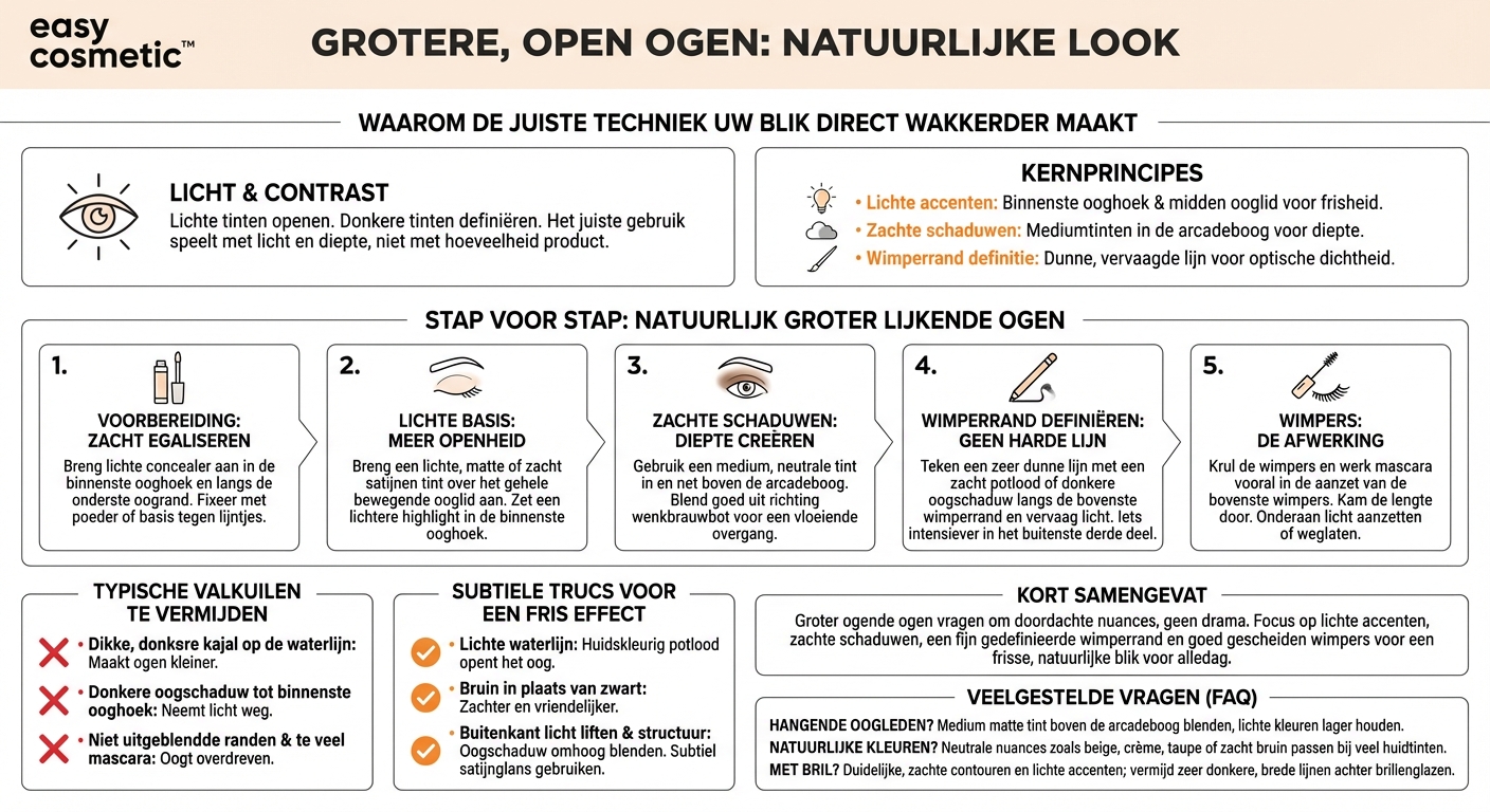 Hoe maak ik mijn ogen optisch groter zonder dat het te zwaar opgemaakt lijkt?