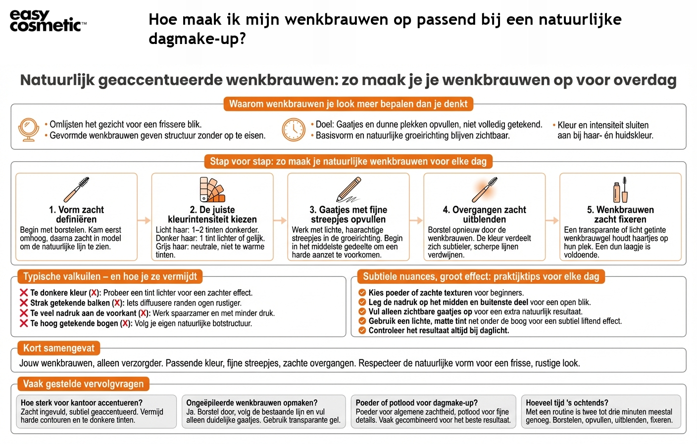 Hoe maak ik mijn wenkbrauwen op passend bij een natuurlijke dagmake-up?